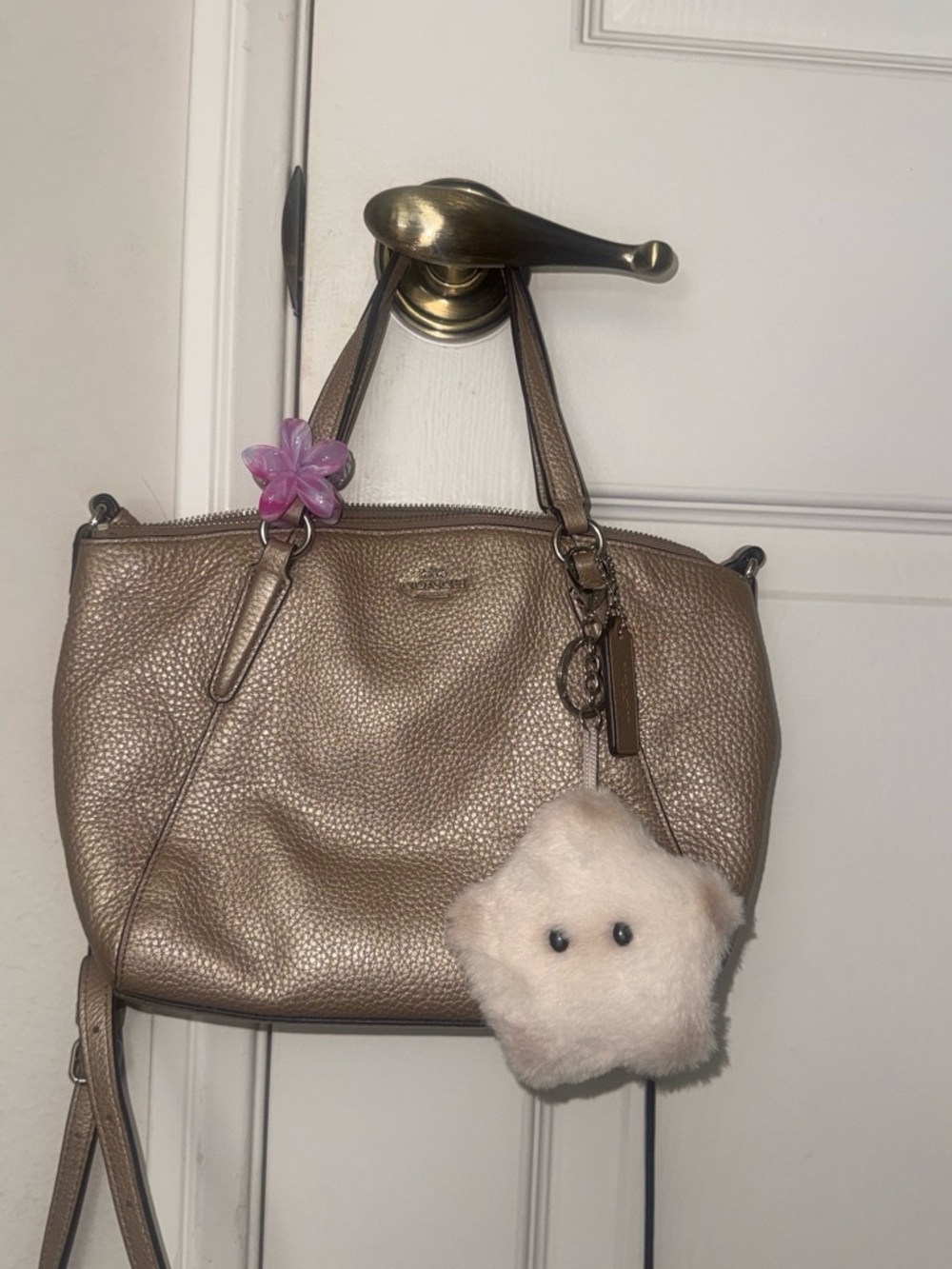Coach Mini Kelsey Satchel Metallic Pebbled Leather